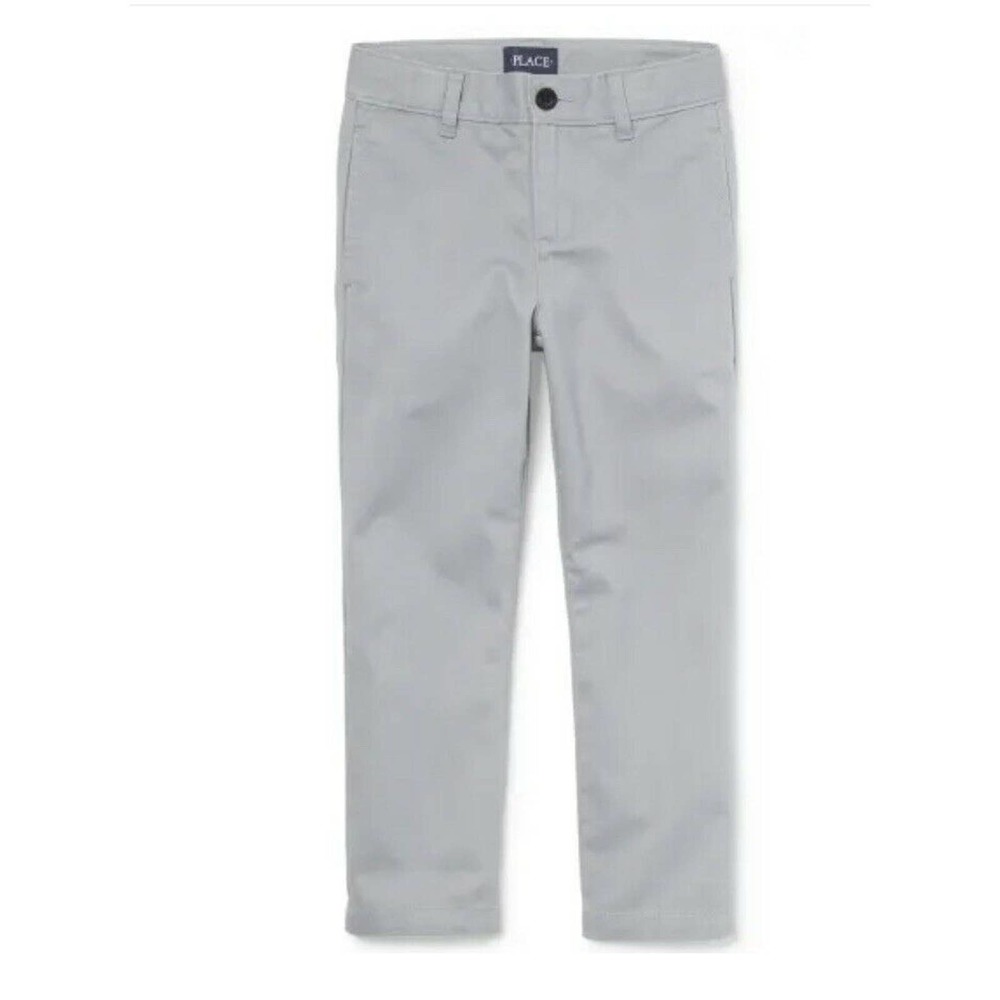 Childrens Place Boys Chino Pants Size 10 Husky Fin Grey Uniform Pants New!
